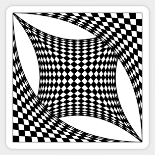 Twisted chessboard, geometric, 3d optical illusion Sticker